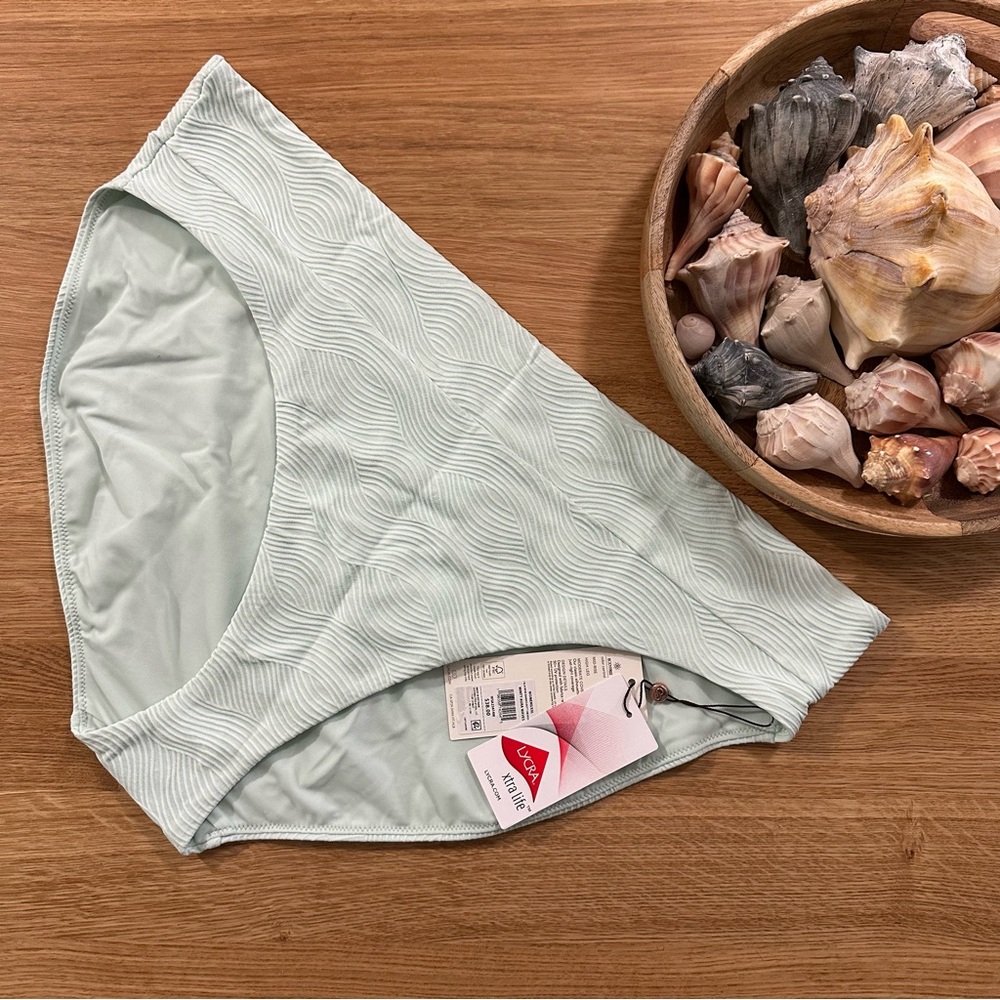 Calia wide banded, high leg swim bottoms in minty aura waves size XXL